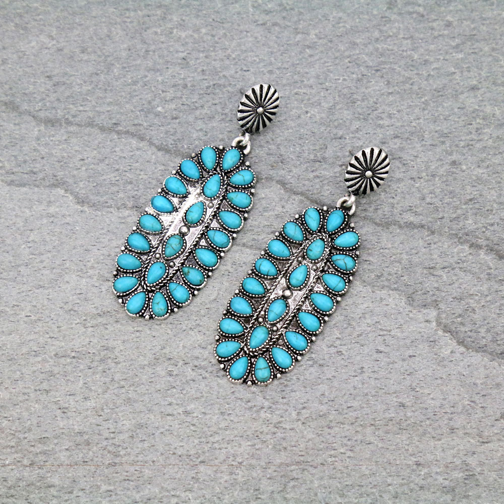 Western Design Stone Stud Earrings