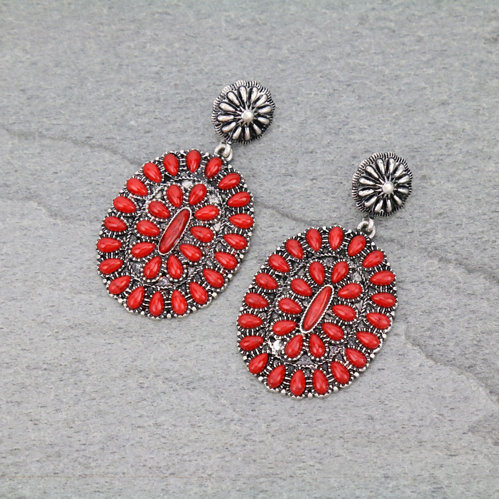 Western Design Stone Stud Earrings