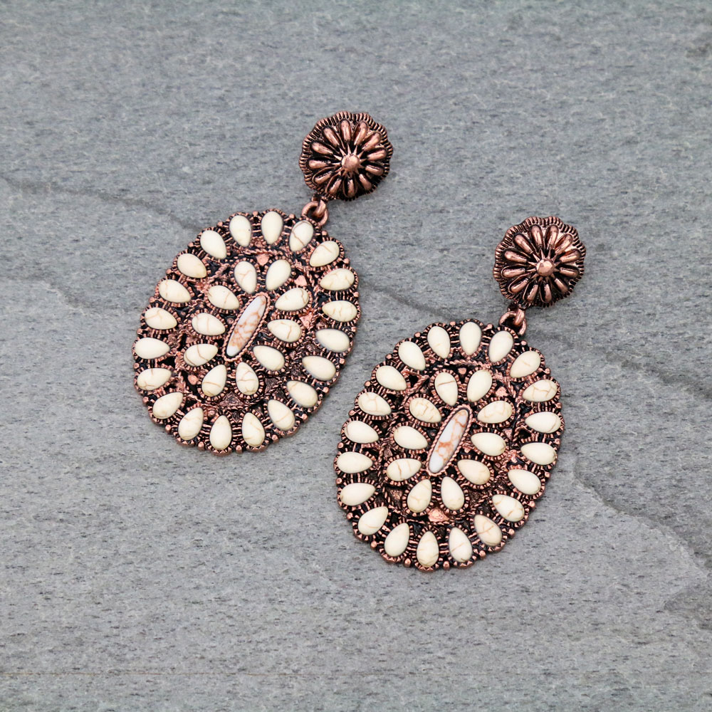 Western Design Stone Stud Earrings