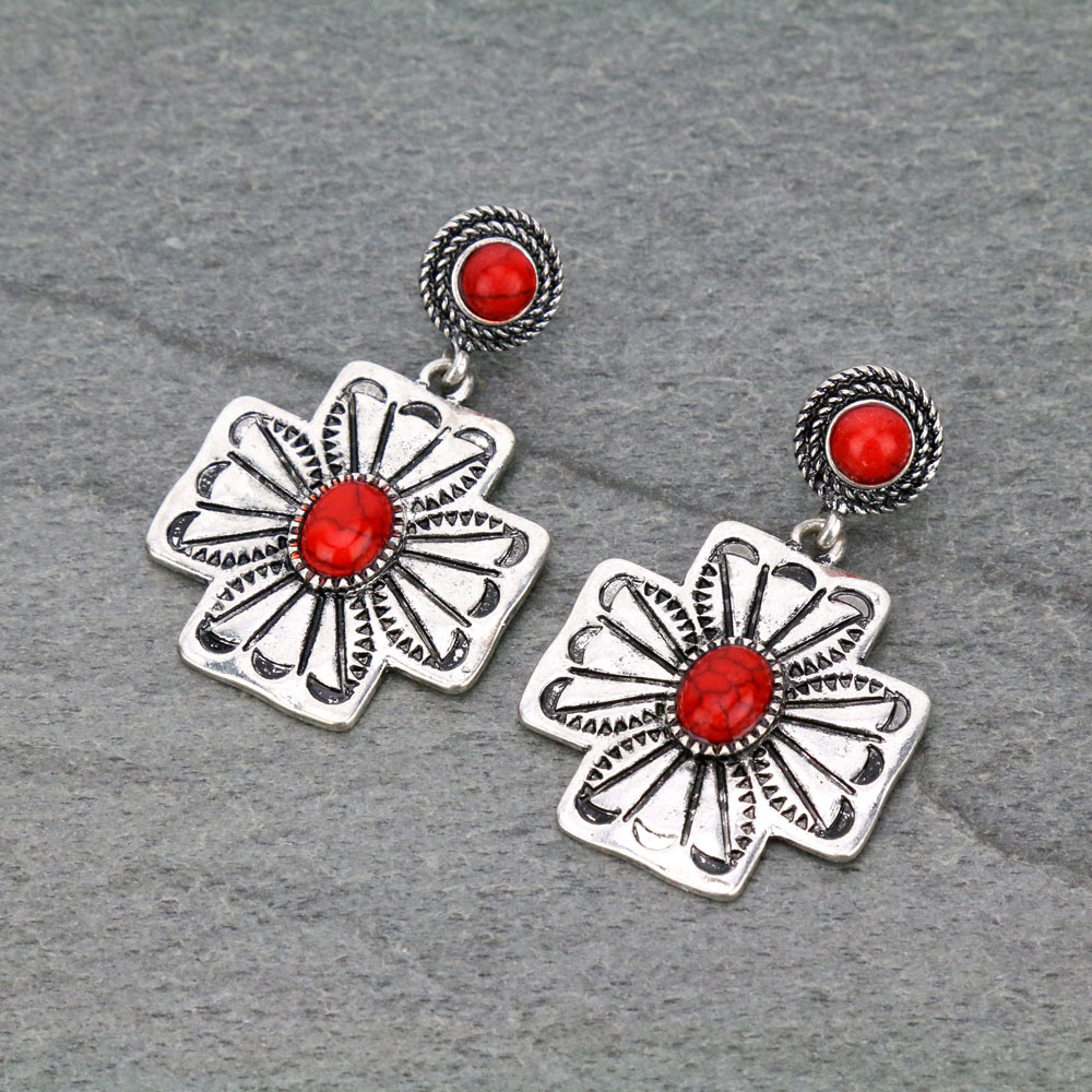 Western Cross Stud Earrings
