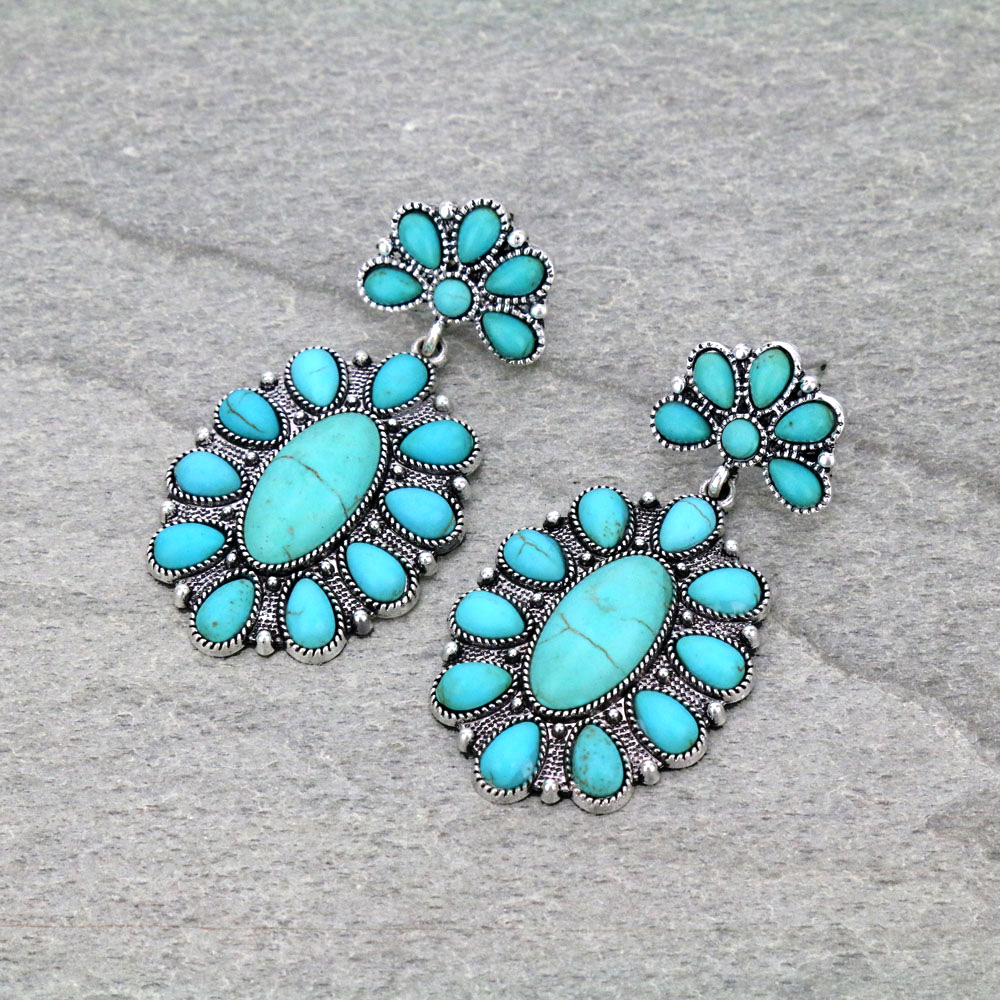 Western Design Stone Stud Earrings