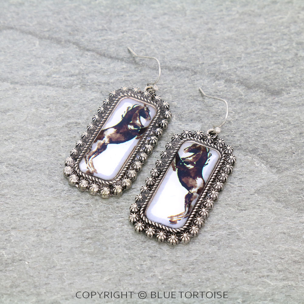 Western Horse Bubble Dangle Earrings