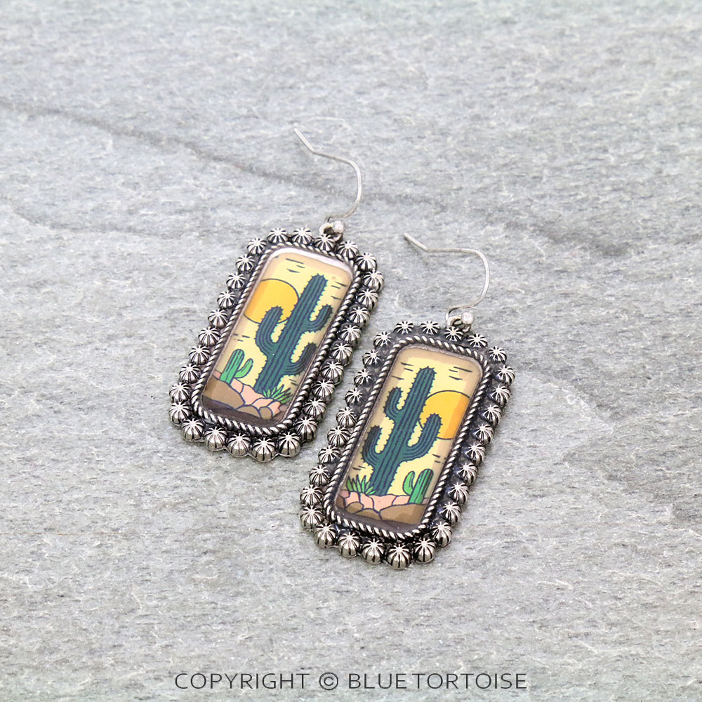 Western Cactus Bubble Dangle Earrings