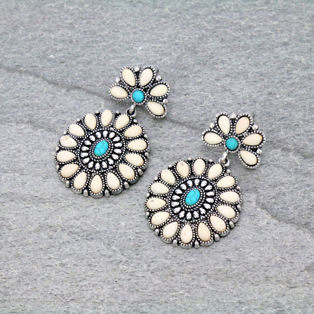 Western Design Stone Stud Earrings