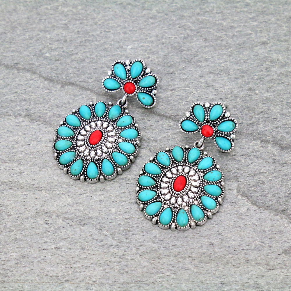 Western Design Stone Stud Earrings