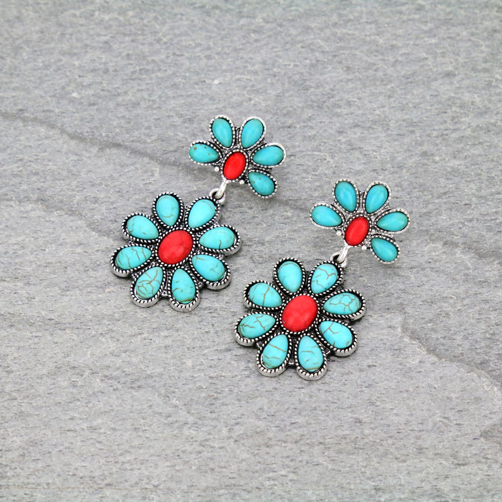 Western Design Stone Stud Earrings