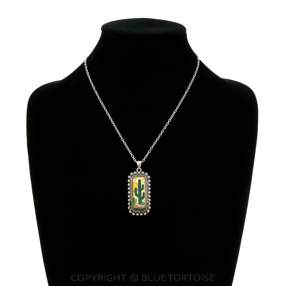 Western Cactus Bubble Pendant Necklace - Image 2