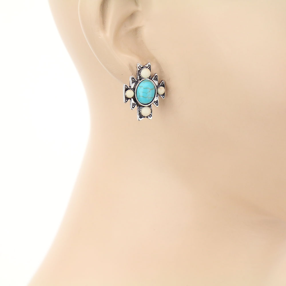 3 Pair Western Turquoise Earring Set - Image 2
