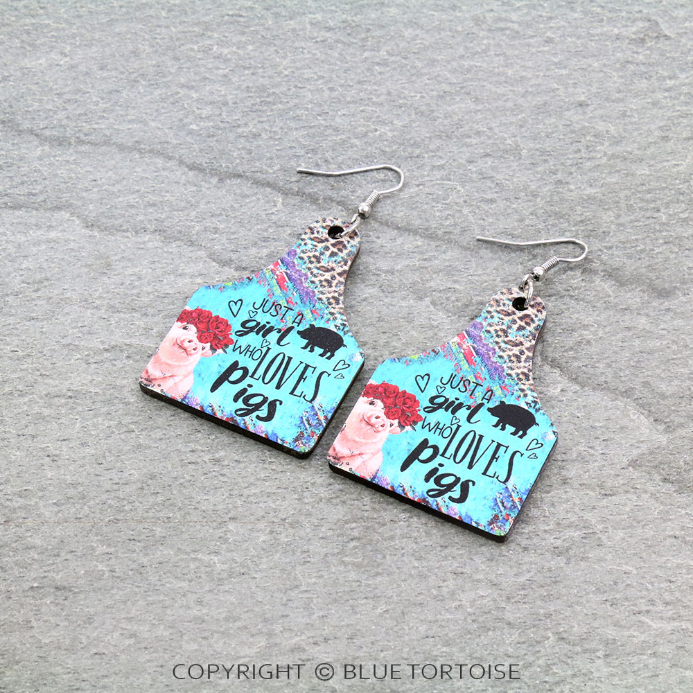 Western Design Cattle Tag Wood Dangle Earrings