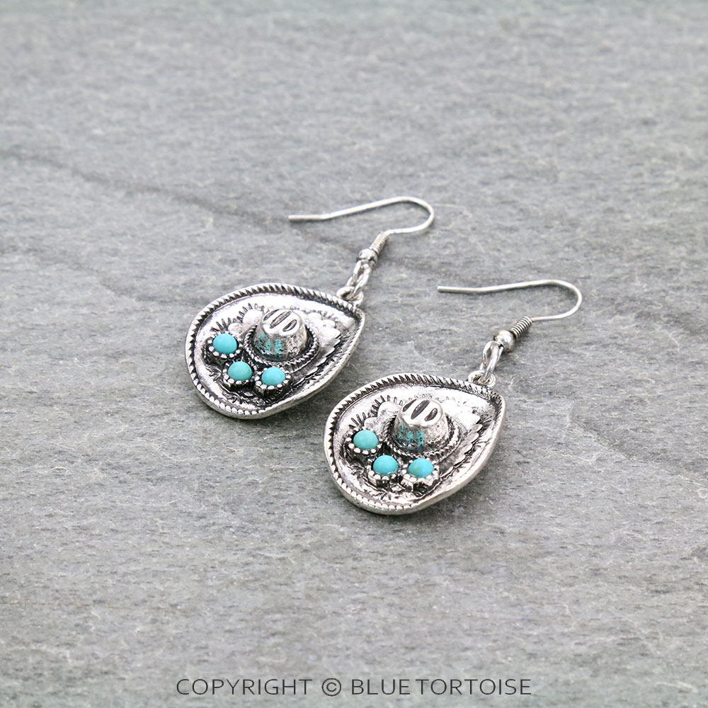 Western Cowboy Hat Dangle Earrings - Image 3