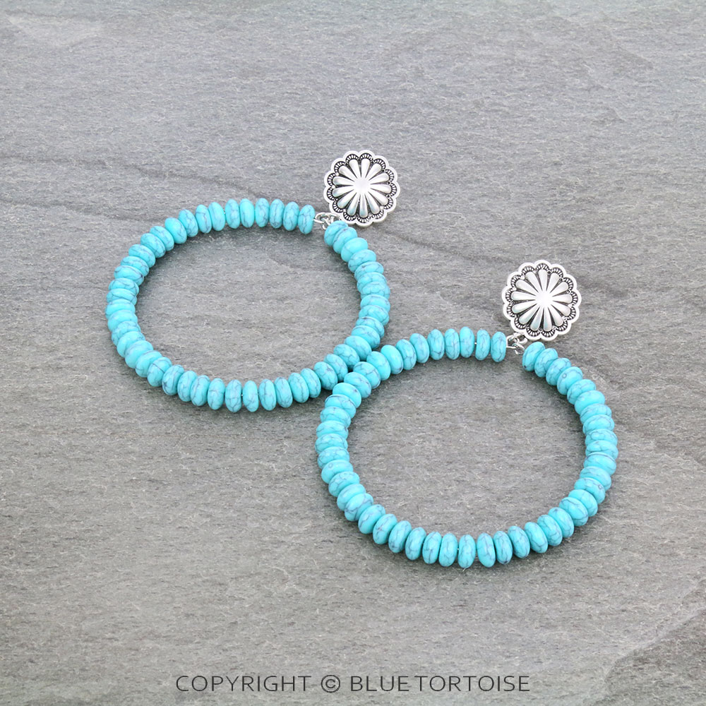 3.5" Long, Bead Brass Post Earrings