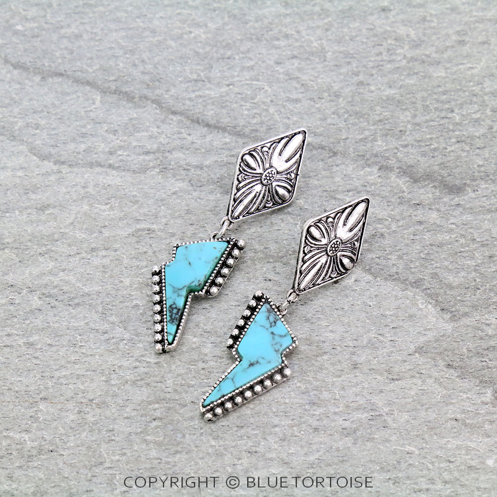2.6" Concho Casting with Thunder Stone Stud Earrings