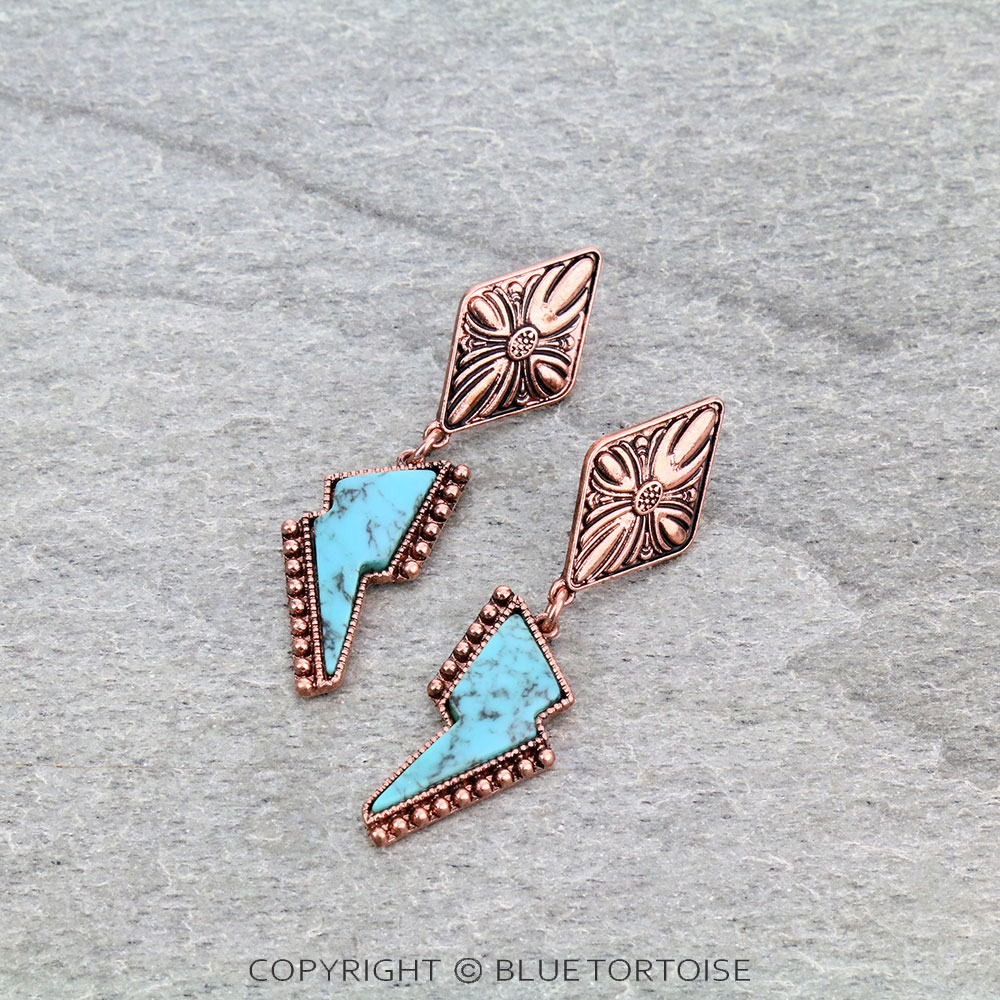 2.6" Concho Casting with Thunder Stone Stud Earrings