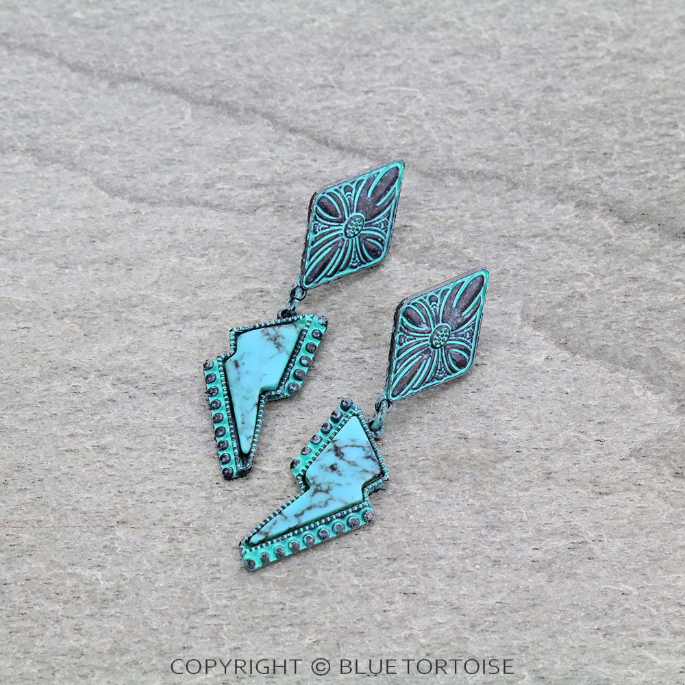 2.6" Concho Casting with Thunder Stone Stud Earrings