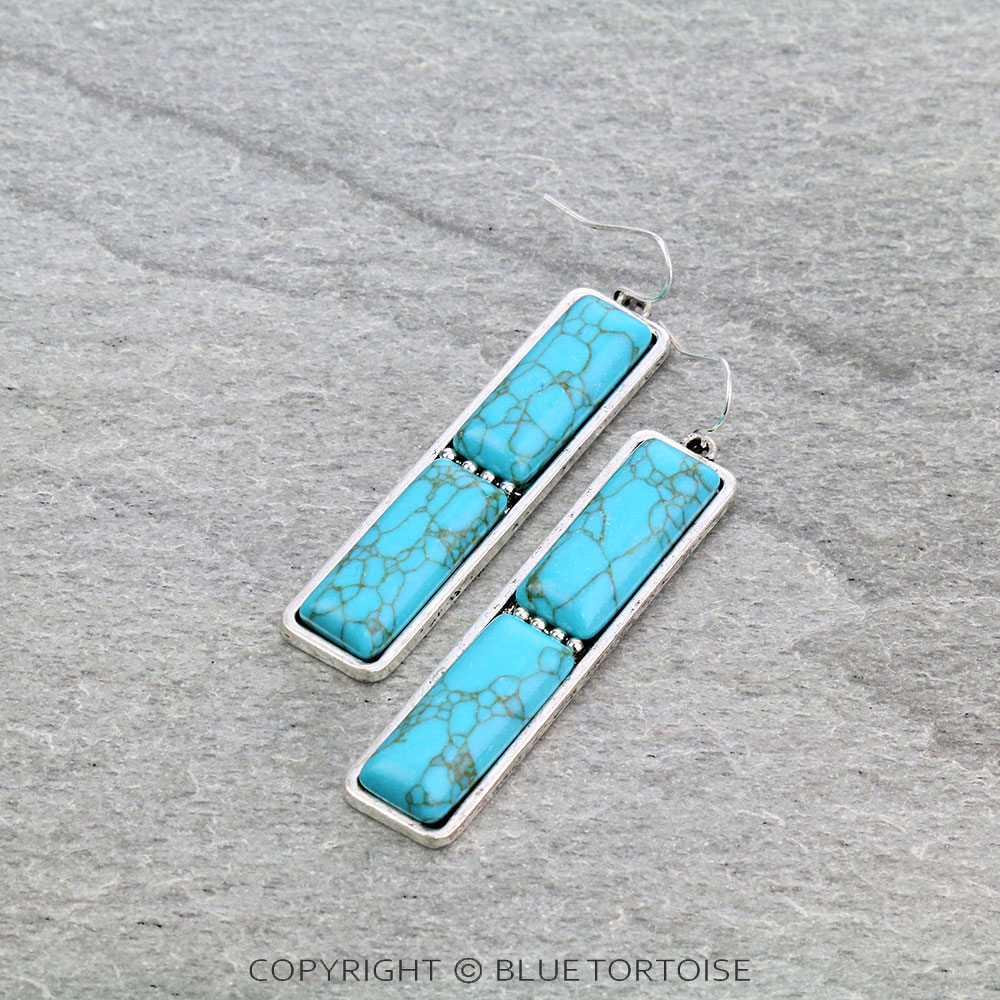 Western Bar Stone Dangle Earrings