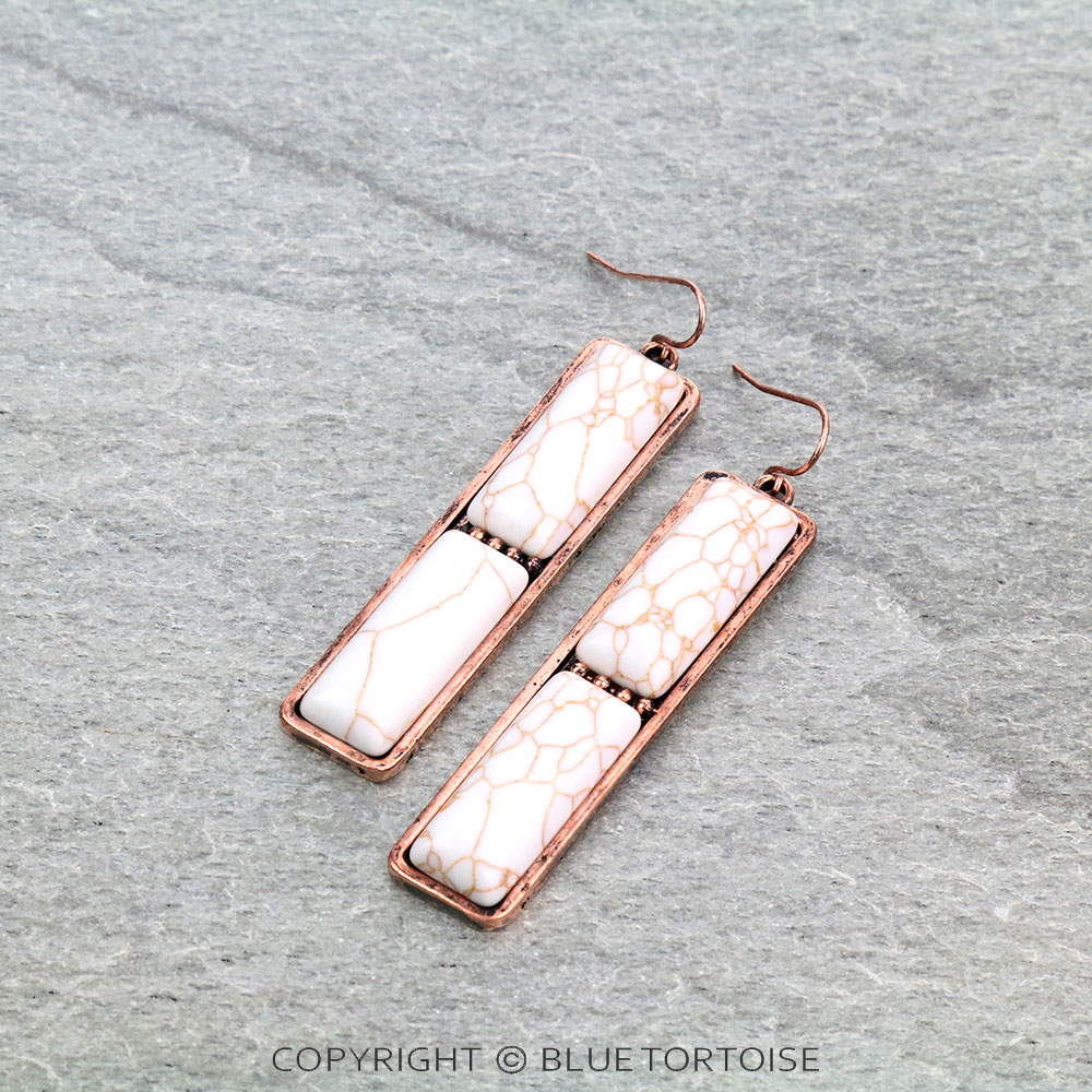 Western Bar Stone Dangle Earrings