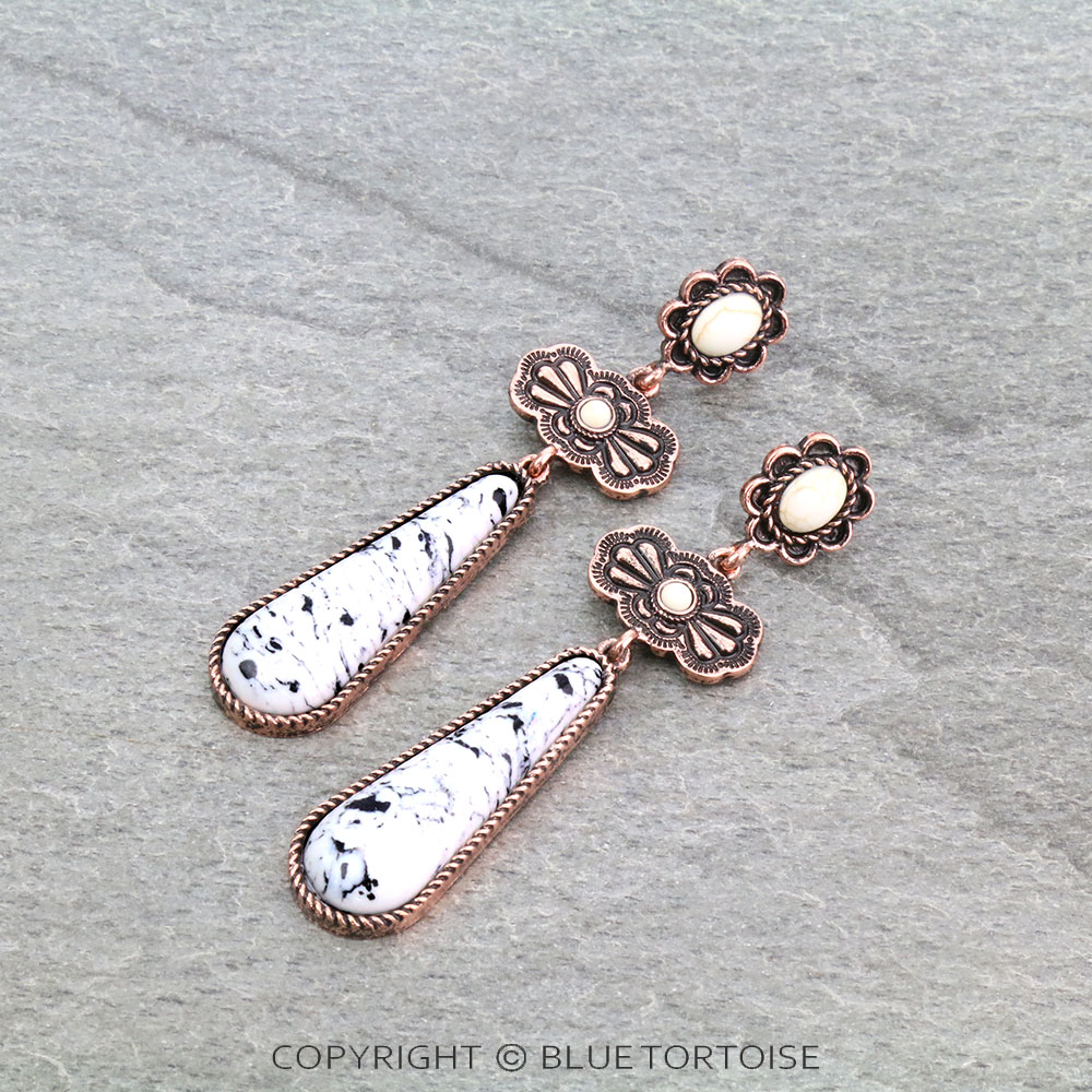 Western Handmade Stone Drop Stud Earrings