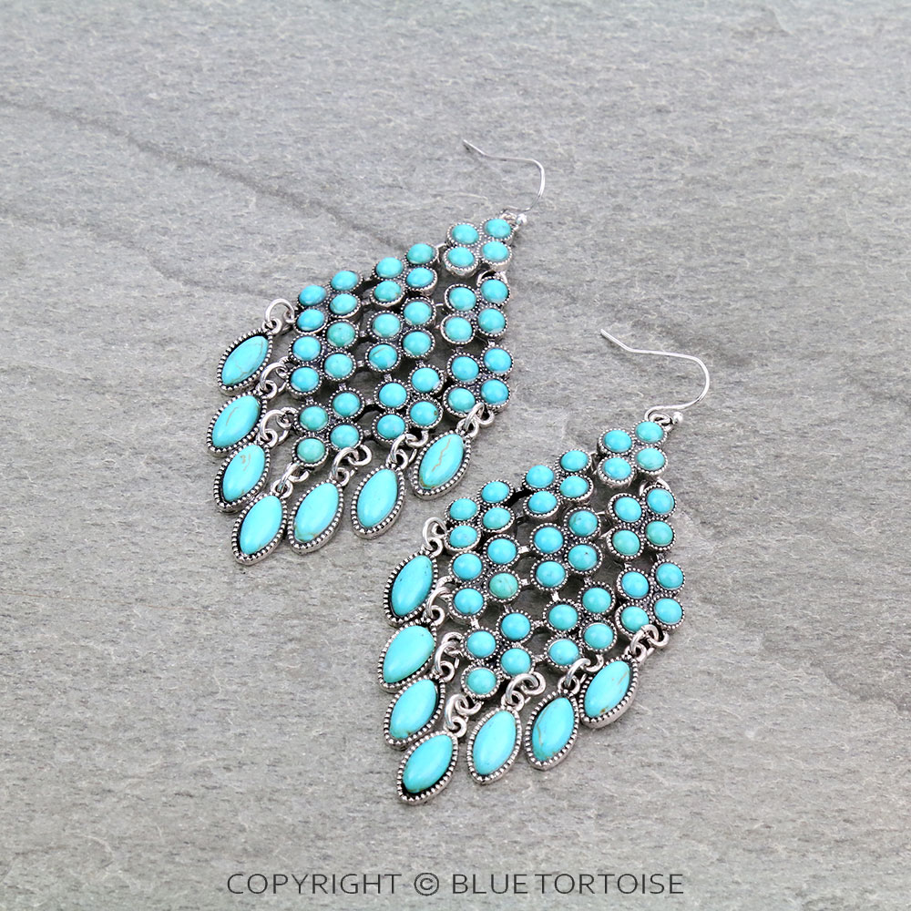 Western Style Stone Drop Dangle Earrings