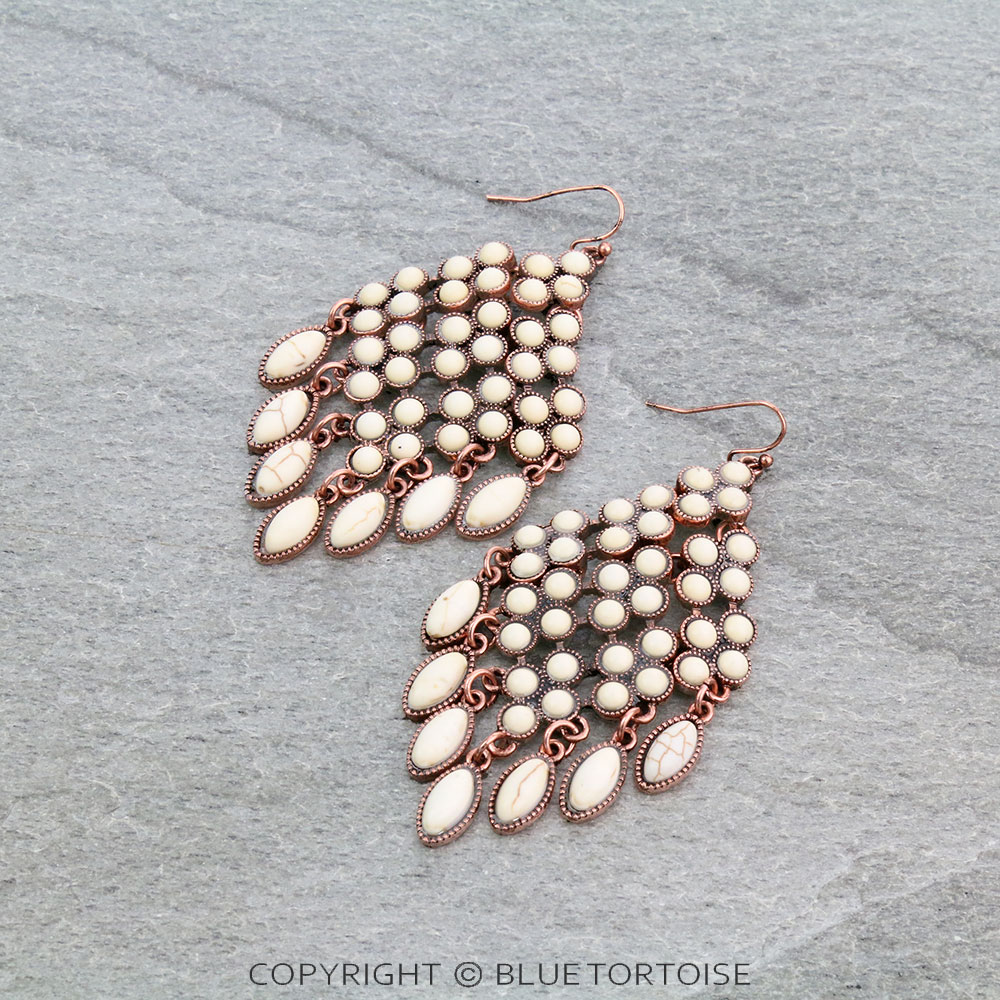 Western Style Stone Drop Dangle Earrings