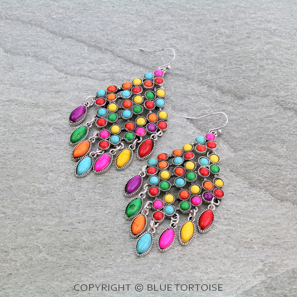 Western Style Stone Drop Dangle Earrings