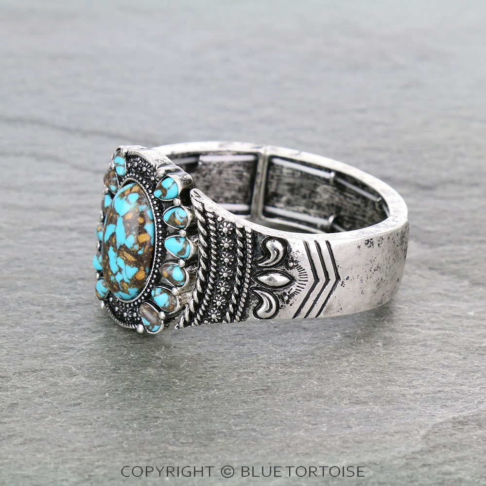Western Chunky Handmade Stone Stretch Bracelet - Image 2