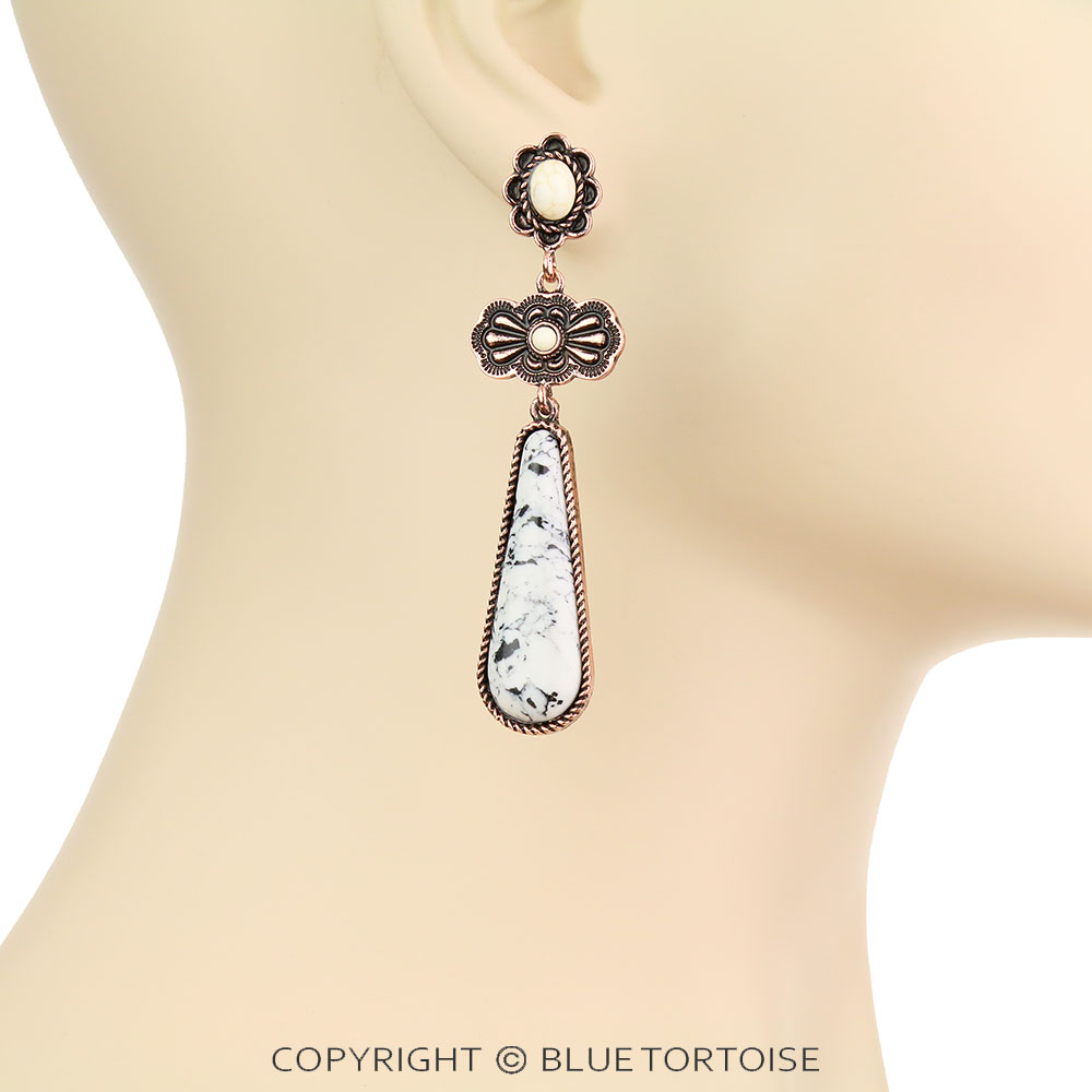 Western Handmade Stone Drop Stud Earrings - Image 2