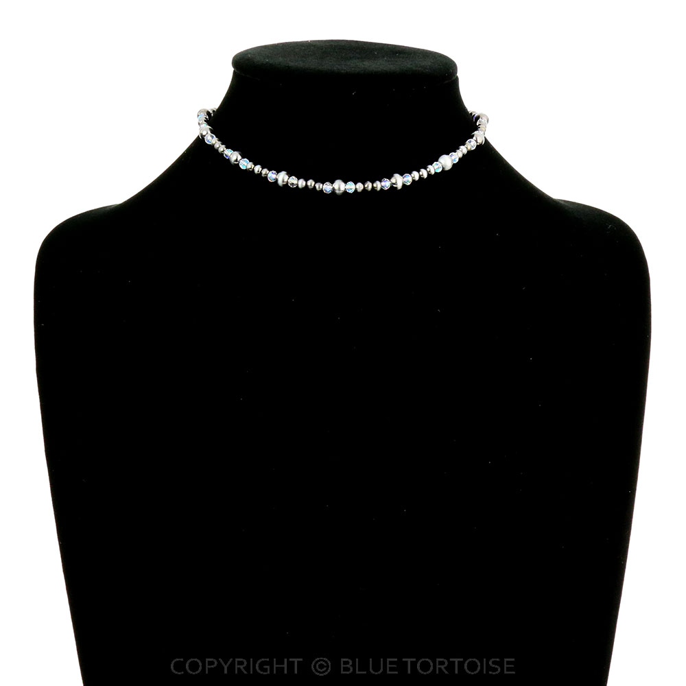 Navajo Style Bead with Glass Bead Choker Necklace - Image 2