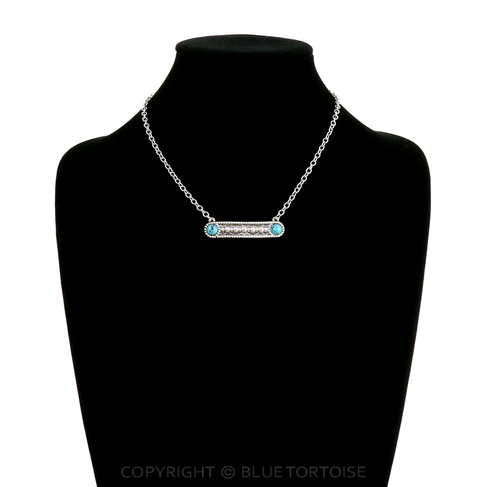 Concho Patterned Iron with Stone Necklace - Image 2