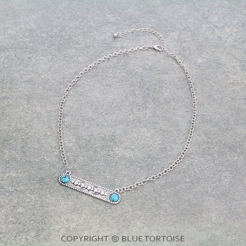 Concho Patterned Iron with Stone Necklace