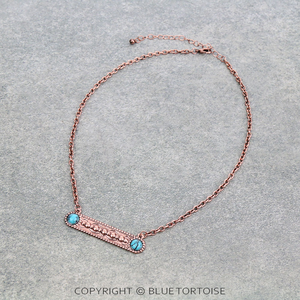 Concho Patterned Iron with Stone Necklace
