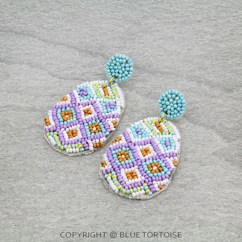 Seed Bead Oval Stud Earrings