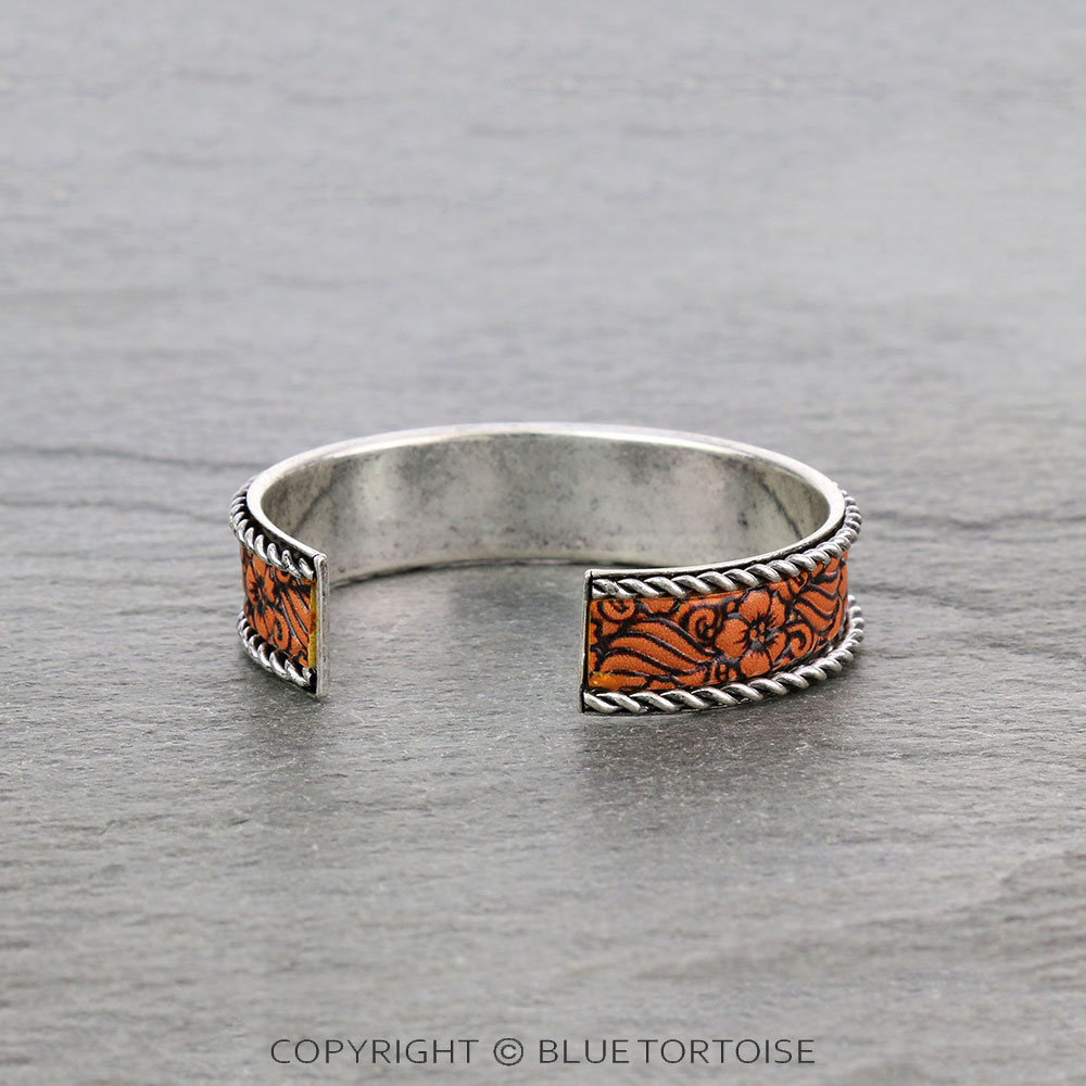 Flower Leather Cuff Bracelet - Image 3