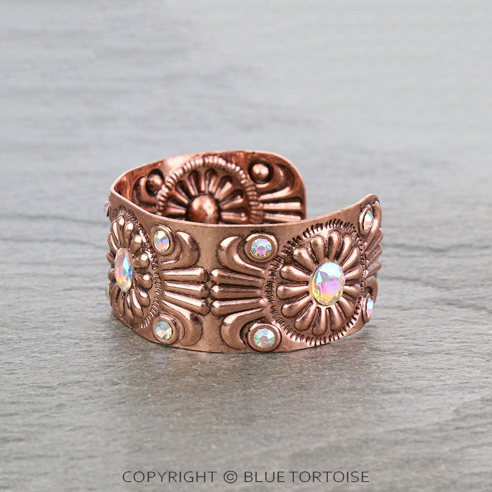 Western Concho with Stone Cuff Bracelet - Image 2
