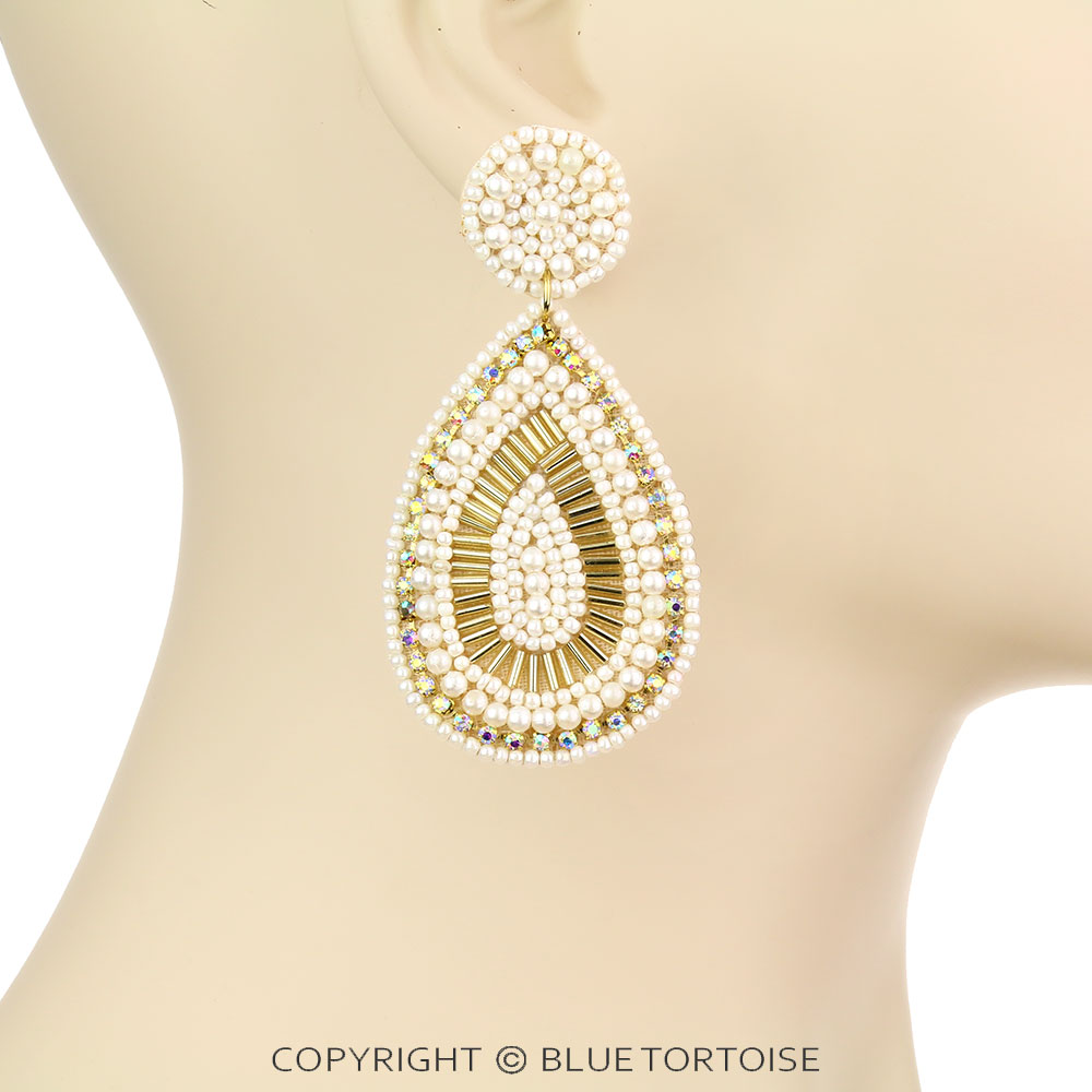 Seed Bead Teardrop Dangle Earrings - Image 2