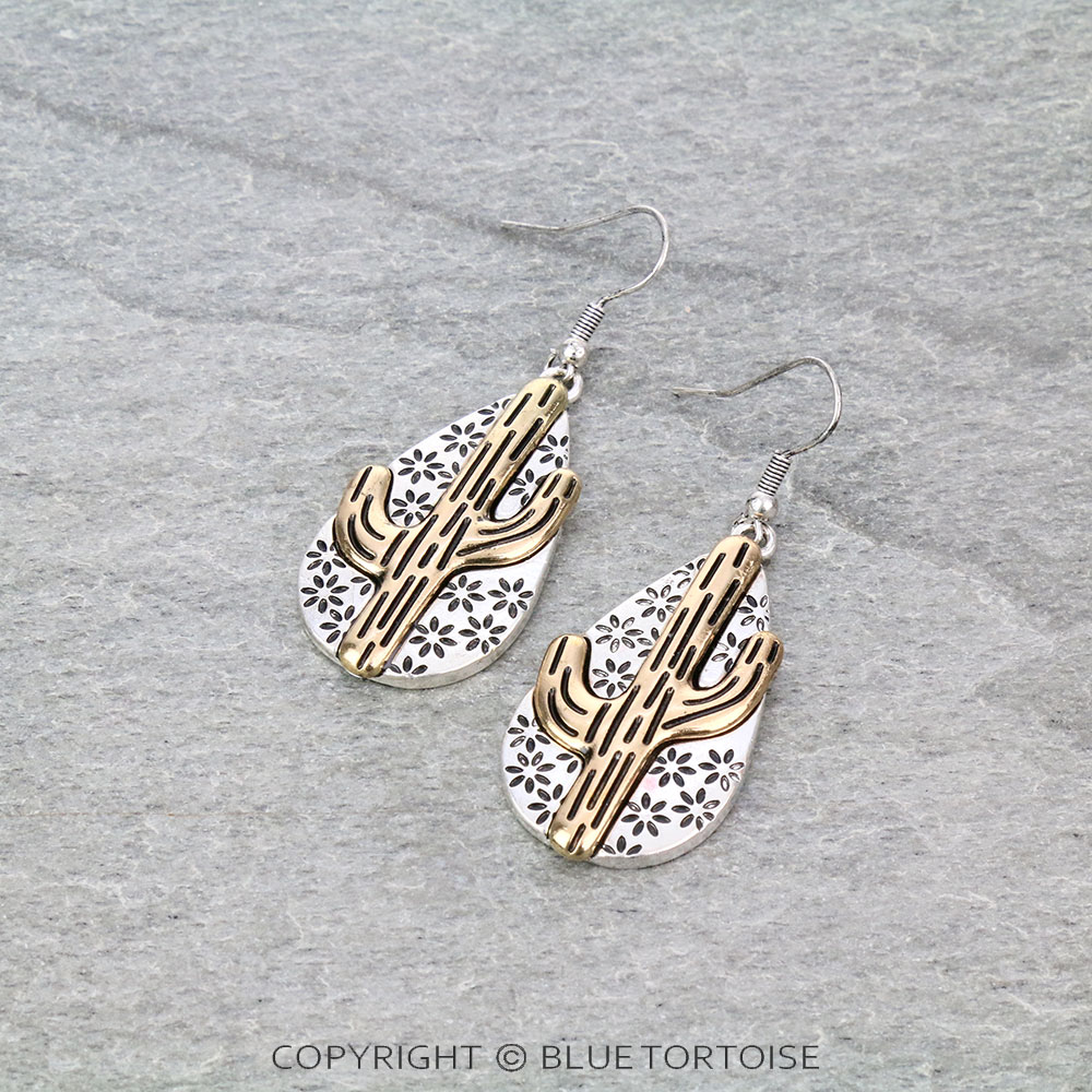 Western Cactus Dangle Earrings