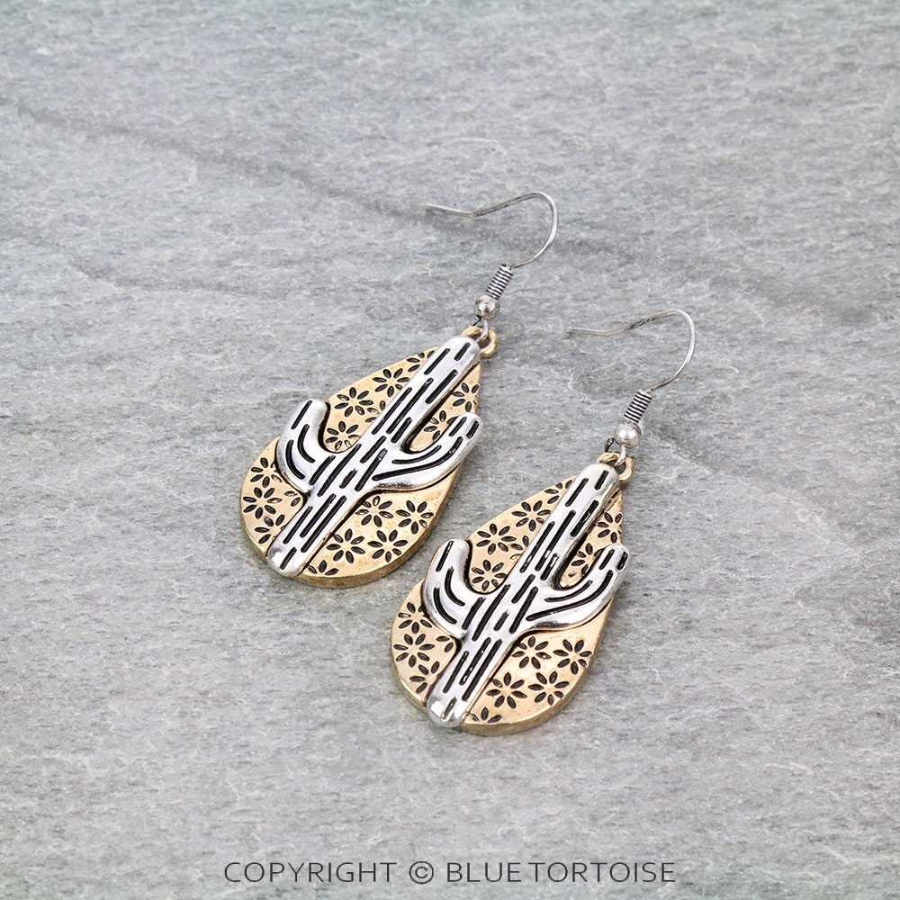 Western Cactus Dangle Earrings