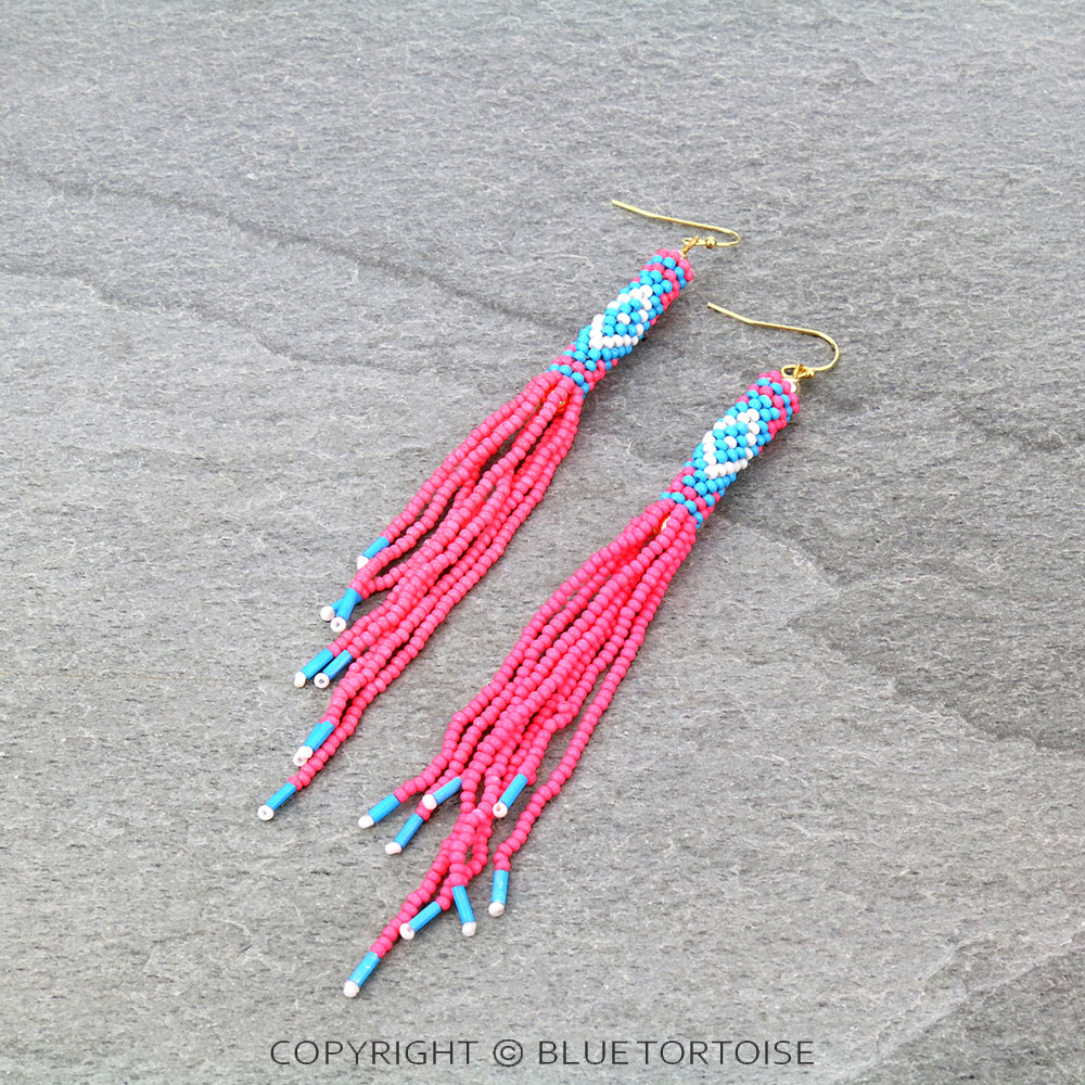 4.5" Western Seed Bead Fringe Dangle Earrings