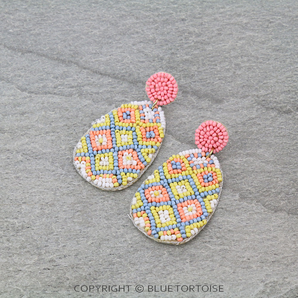 Seed Bead Oval Stud Earrings