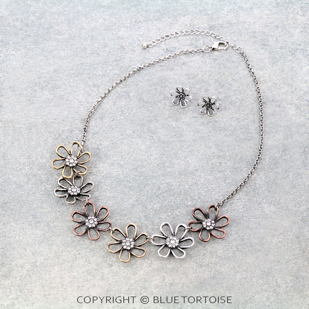 Fashion Flower Statement Necklace Set