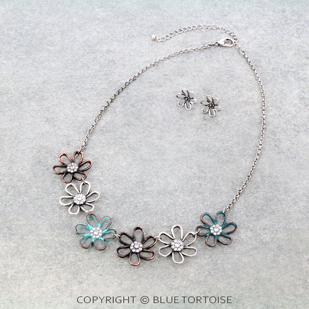Fashion Flower Statement Necklace Set