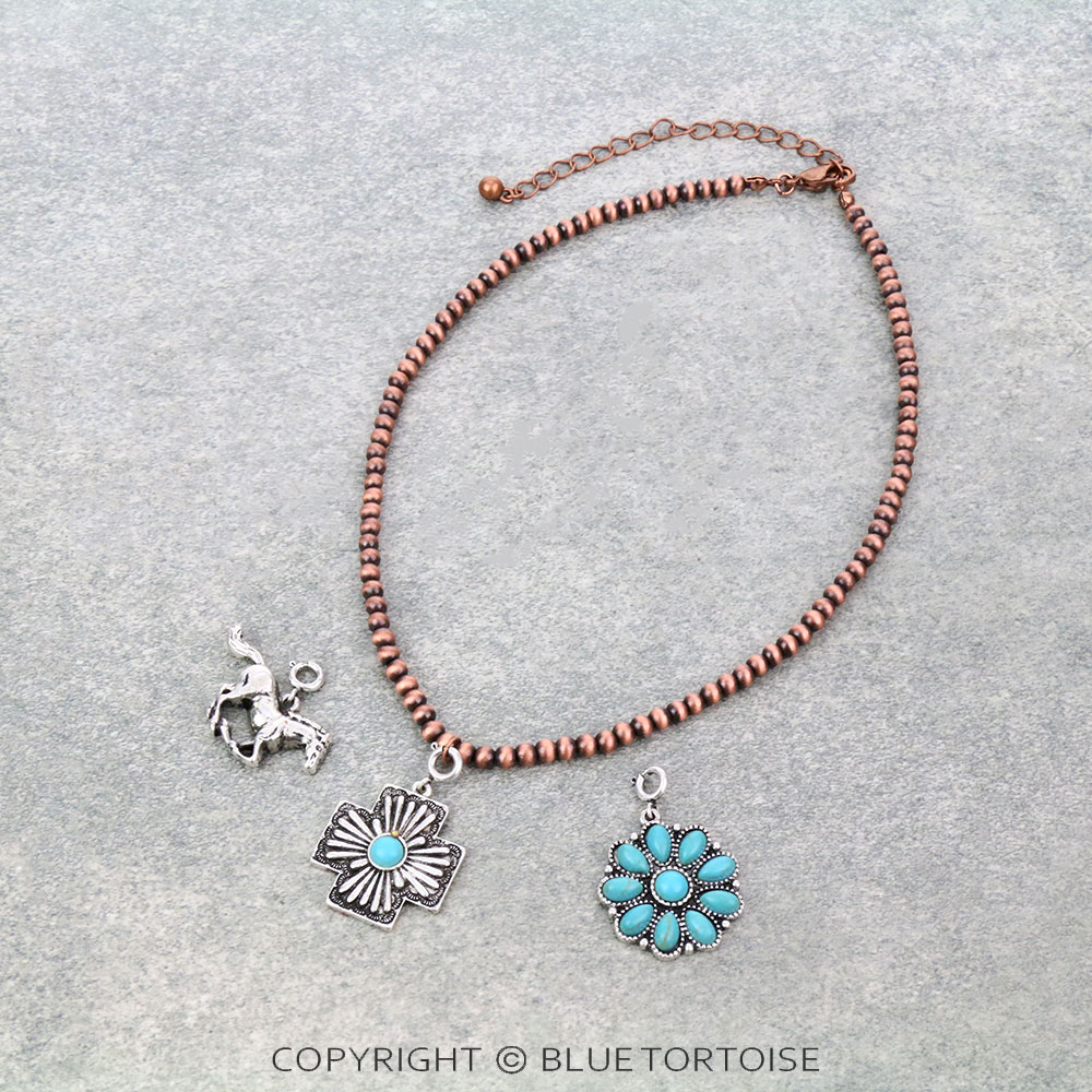Seed Bead with Concho Pendant Choker Set