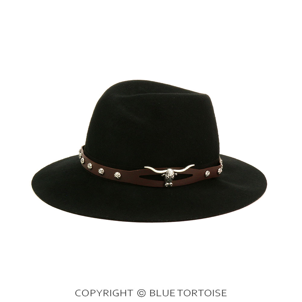Western Steer Skull Leather Hat Band with Buckle - Image 2