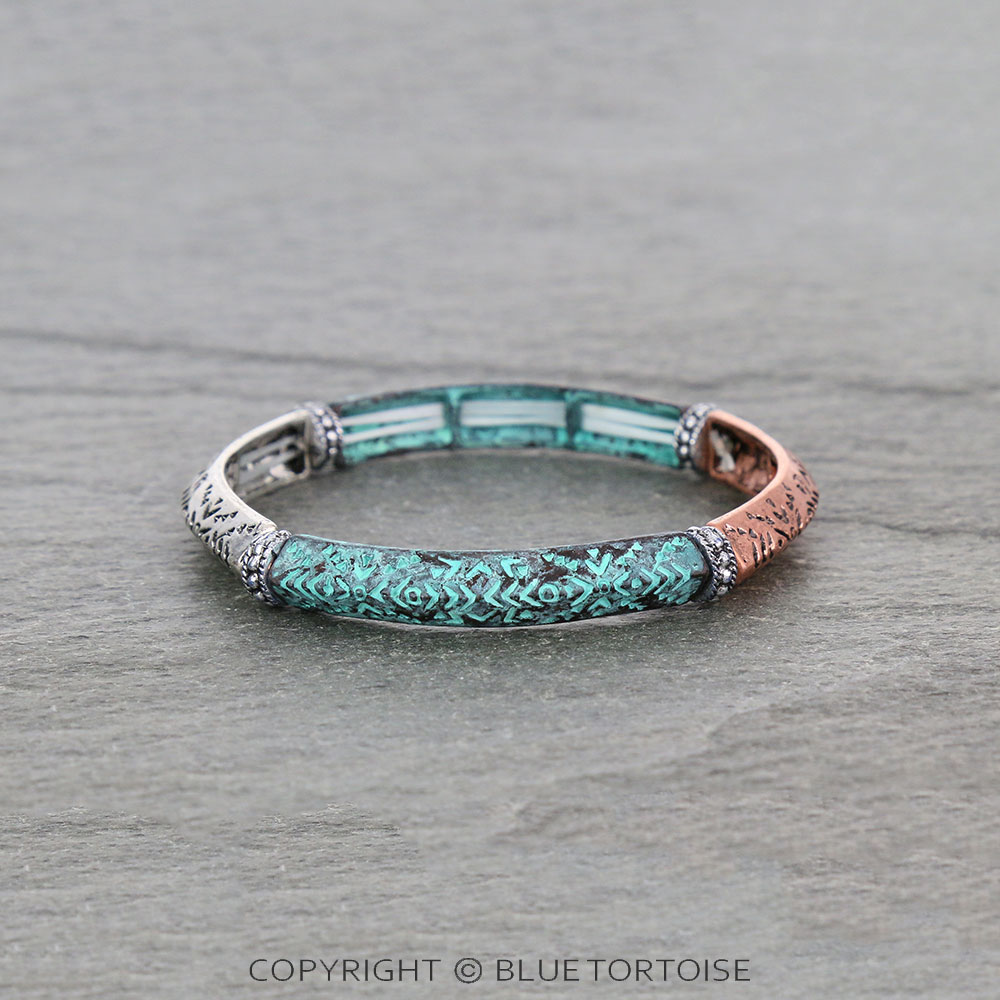 Western Aztec Pattern Stretch Bracelet - Image 2