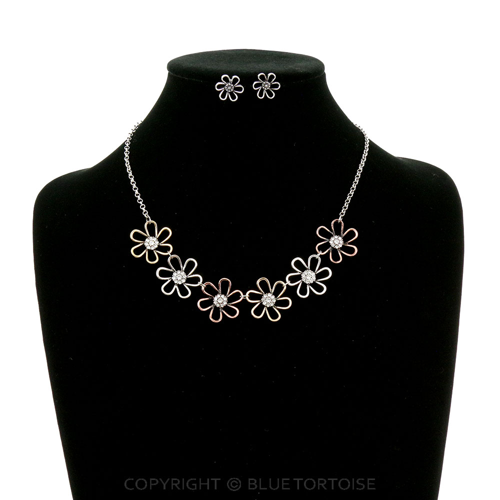 Fashion Flower Statement Necklace Set - Image 2