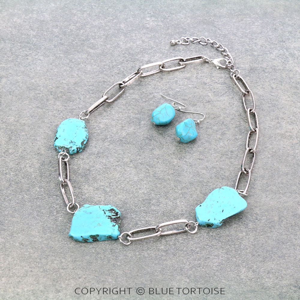 Western 3 Slab Stone Necklace Set