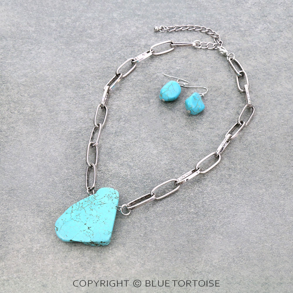 Western Slab Stone Necklace Set