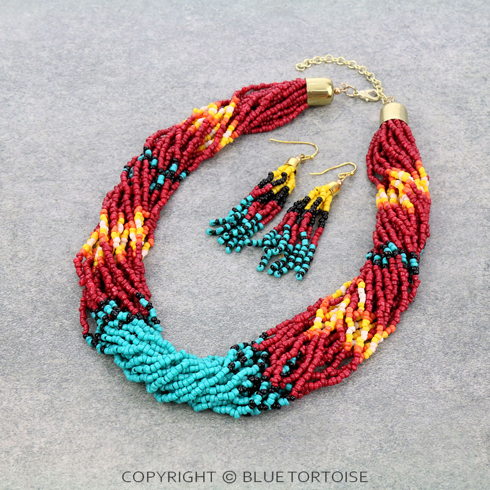 Seed Bead Multi Layered Necklace Set
