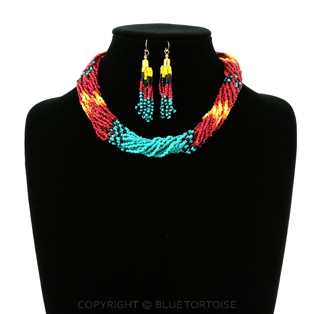 Seed Bead Multi Layered Necklace Set - Image 2