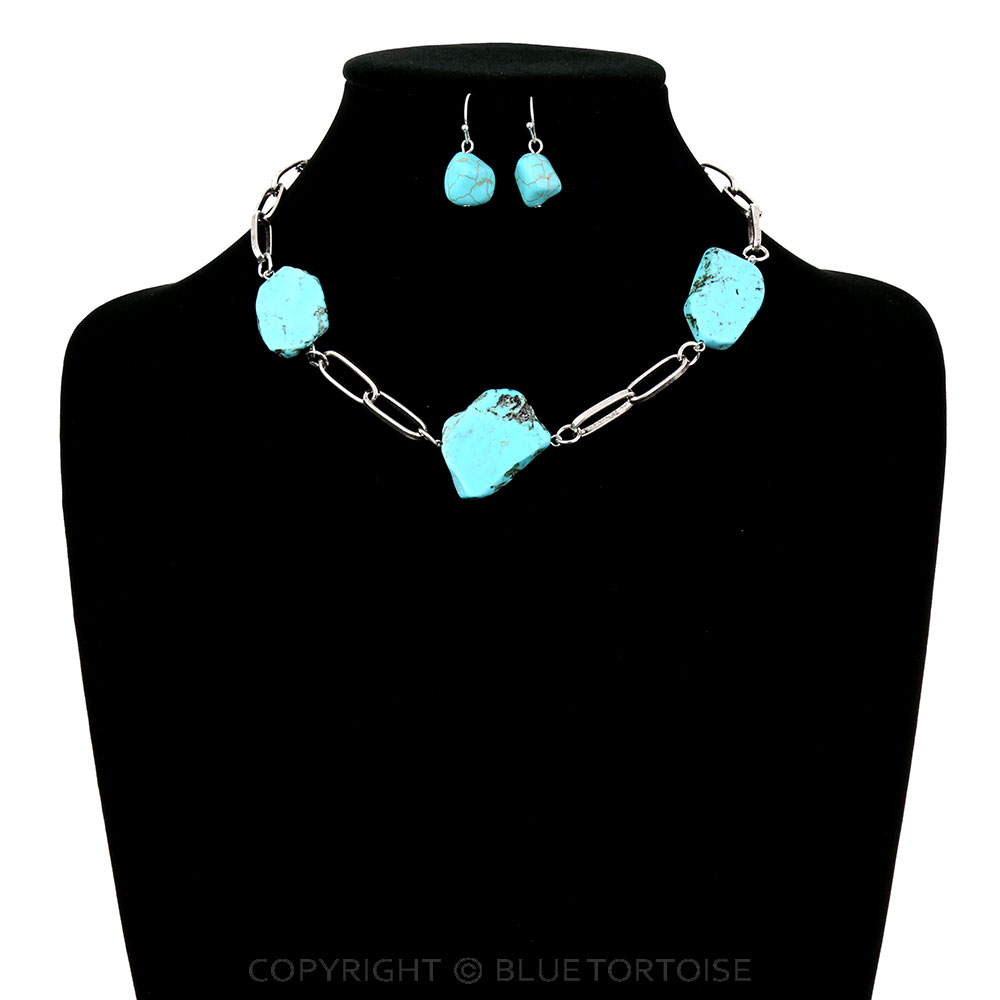 Western 3 Slab Stone Necklace Set - Image 2