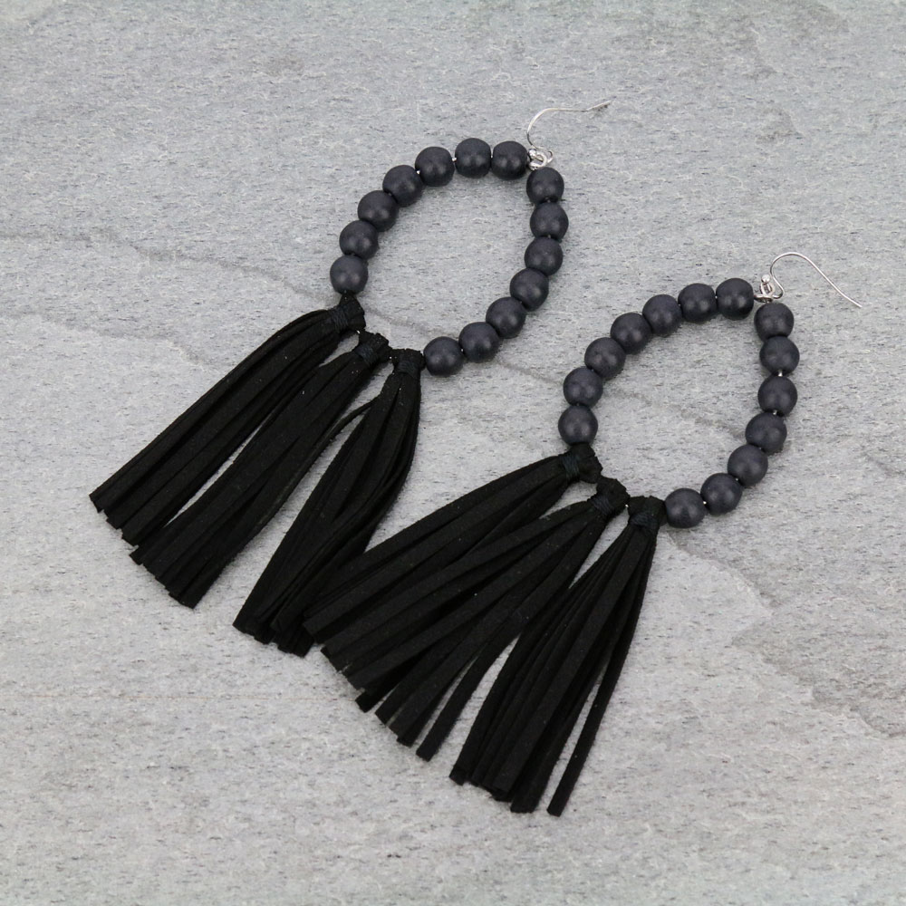 Navajo Style Pearl Tassel Dangle Earrings